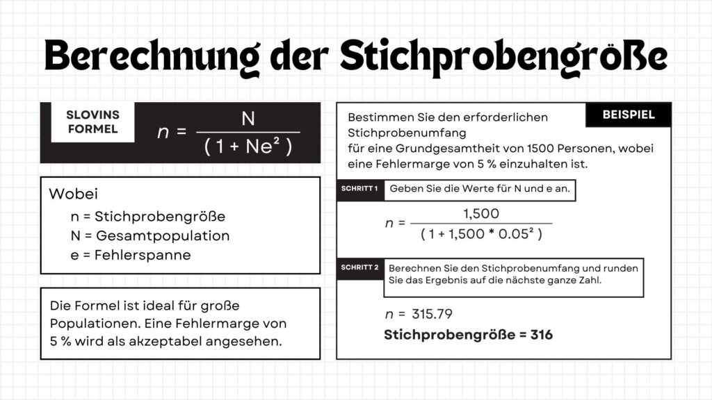Formel zur Berechnung der optimalen Stichprobengröße